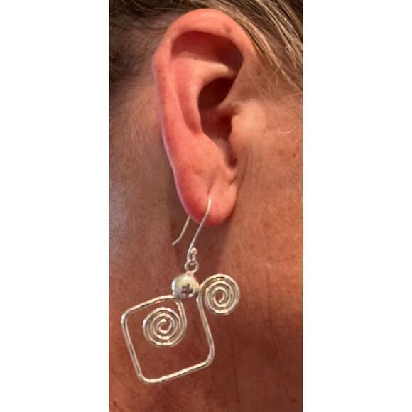 Large sterling silver dangle earrings - Picture 3 of 4